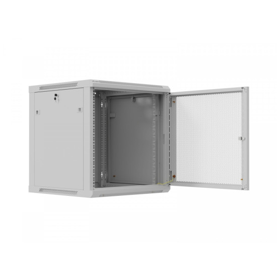 Szafa instalacyjna rack wisząca 12U 600x600 szara drzwi perforowane (flat pack) 