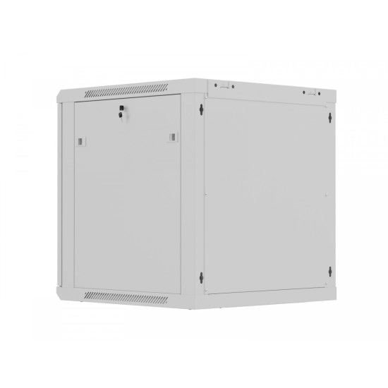 Szafa instalacyjna rack wisząca 12U 600x600 szara drzwi perforowane (flat pack) 