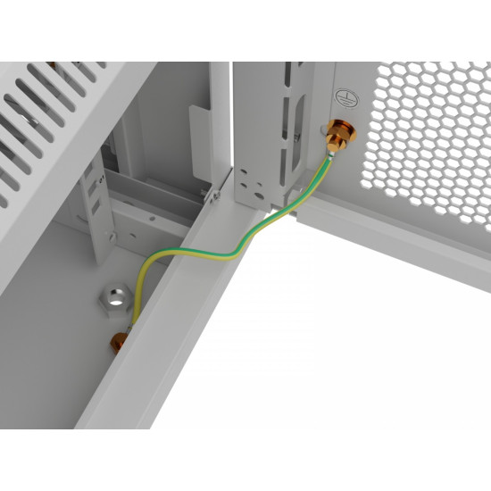 Szafa instalacyjna rack wisząca 12U 600x600 szara drzwi perforowane (flat pack) 