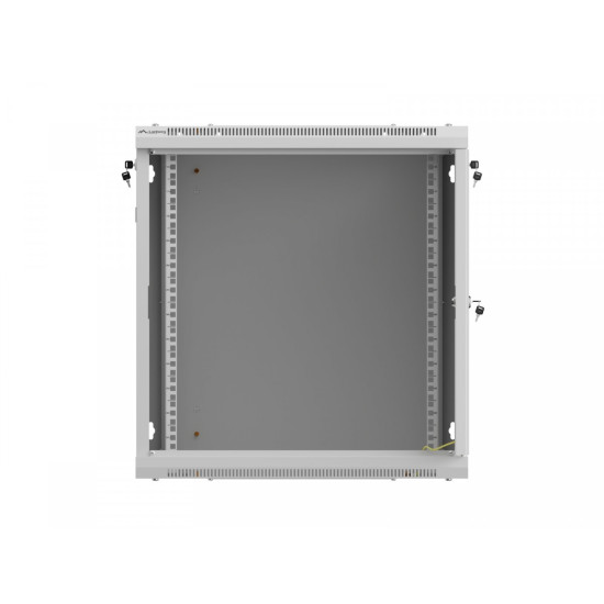 Szafa instalacyjna rack wisząca 12U 600x600 szara drzwi perforowane (flat pack) 