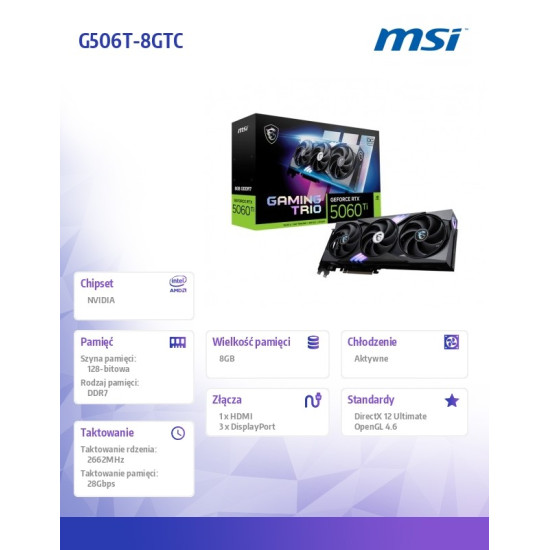 Karta graficzna GeForce RTX 5060 Ti 8G GAMING TRIO OC