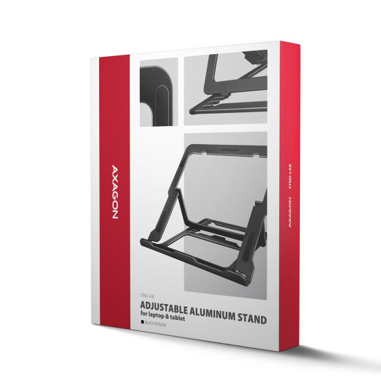 STND-LAB Podstawa do laptopów aluminiowa 10-17,3 cala 8 regulowanych pozycji, Czarna