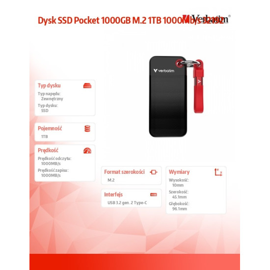 Dysk SSD Pocket 1000GB M.2 1TB 1000Mb/s 32192 