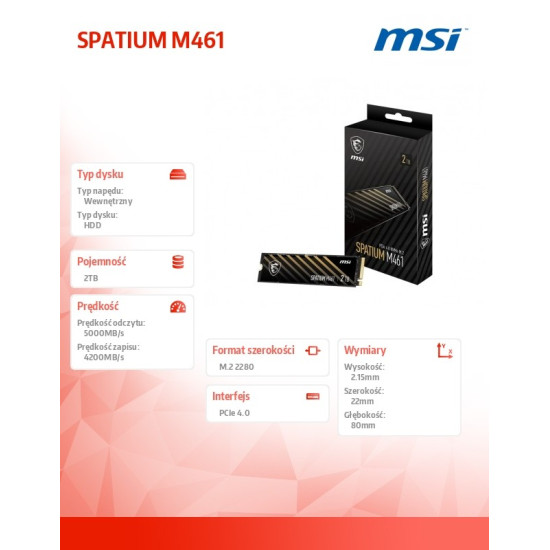 Dysk SSD SPATIUM M461 2TB M.2 PCIe 4.0 5000/4200MB/s