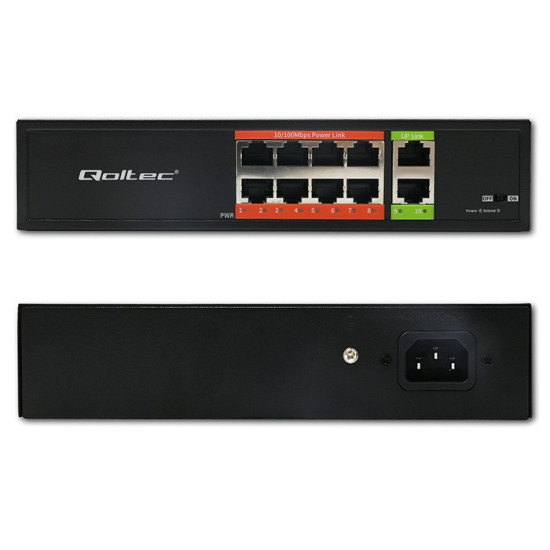 Przełącznik sieciowy SWITCH FAST Ethernet PoE | 8x RJ45 |  2x RJ45 Uplink | 120W | 10/100 Mb/s 