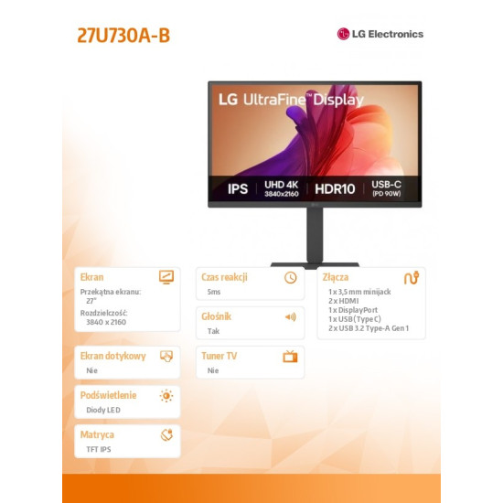 Monitor 27 cali 27U730A-B 