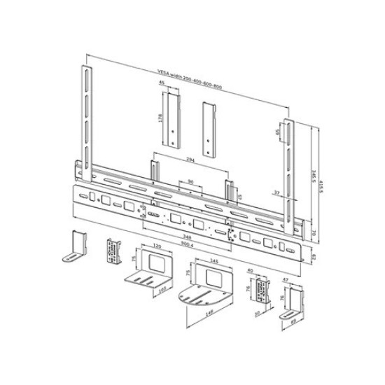 Półka videobar AV30-500BL 43-110 cali 10KG