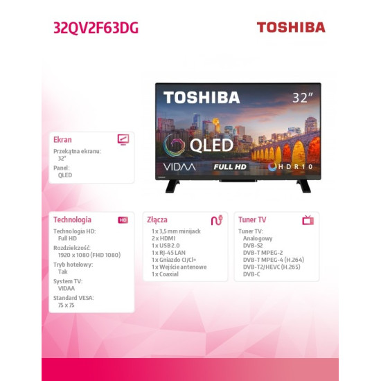 Telewizor QLED 32 cale 32QV2F63DG 