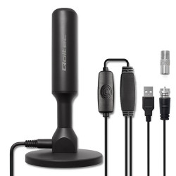 Wewnętrzna Antena TV DVB-T2 ze wzmacniaczem sygnału i magnetyczną podstawą | 4K | 28dBi | 5m 