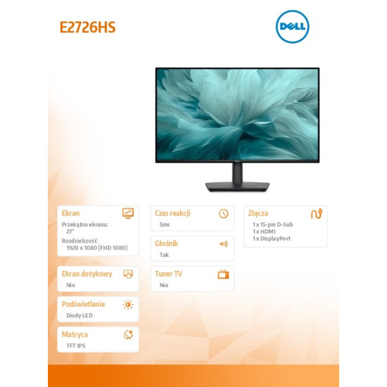 Monitor Pro E2726HS 27 LED VA 1920x1080/HDMI/DP/VGA/3Y
