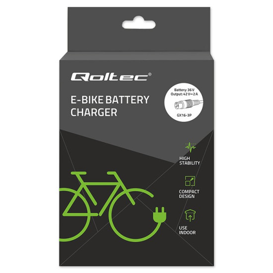Ładowarka do roweru elektrycznego 36V | 42V | 2A | 3P-GX16 + kabel zasilający 