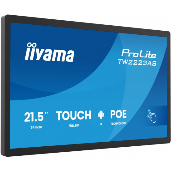 Monitor 21.5 cala ProLite TW2223AS-B3P POJ.10PKT.24/7,ANDROID14, 450 cd/m2,   USB-C, 2x2W, RJ45, 3xUSB, iiSignage