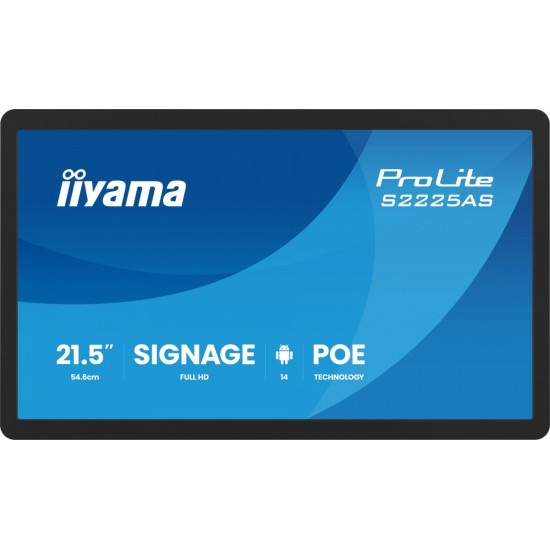 Monitor 21.5 cala ProLite S2225AS-B1 IPS,FHD,A14,24/7,RJ45,500cd2, USB-C,2x5W,iiSignage, WI-FI