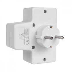 Gniazdko 1x16A 2x2.5A Schuko MCE215 z włącznikiem/wyłącznikiem, maks obciążenie 3680W, 2x wtyczka euro, 1x schuko 