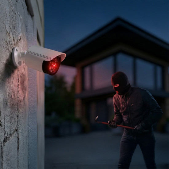 Zestaw dwóch atrap kamer IR1800 WT białe, zasilanie 2xAA, ABS, diody IR LED 