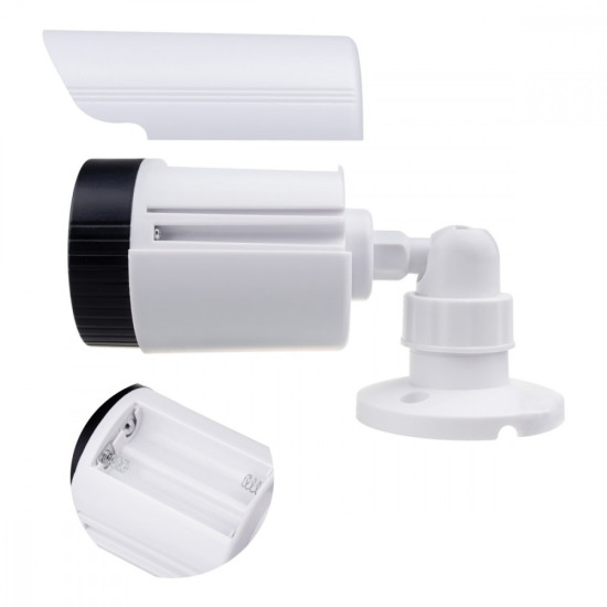 Zestaw dwóch atrap kamer IR1800 WT białe, zasilanie 2xAA, ABS, diody IR LED 