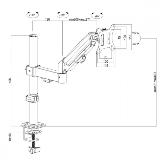 Uchwyt na monitor MC-135 17-32 cali 2-10 kg 