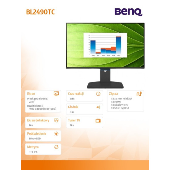 Monitor 23.8 cala BL2490TC LED 5ms/1500:1/HDMI/144Hz
