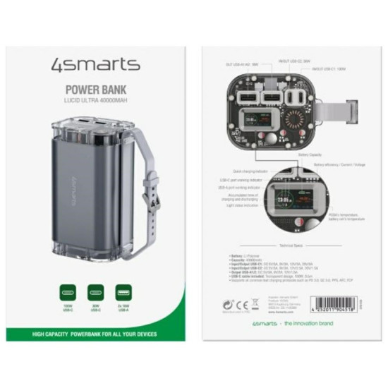 Powerbank Lucid Ultra 40000mAh 100W Szary 