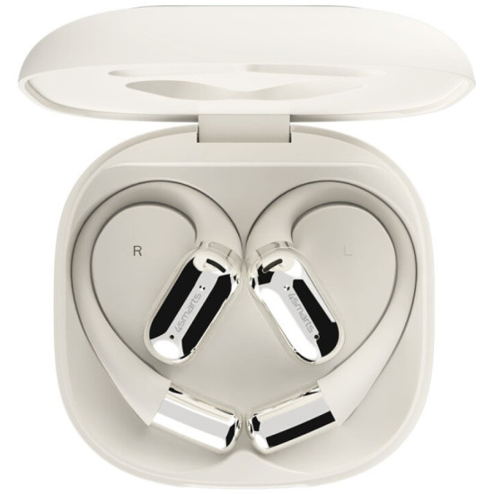 Słuchawki Bluetooth OWS tłumacz AI SkyBuds z ekranem Beżowe 