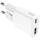Ładowarka sieciowa PDPlug 20W GaN + USB-C + USB-A + kabel USB-C  1,5m Biała 