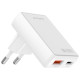 Ładowarka sieciowa FlatPlug Duos 20W USB-C + USB-A Biała 