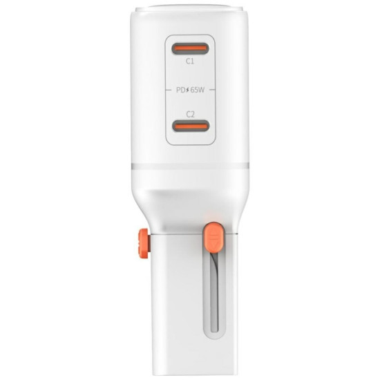 Ładowarka podróżna World Travel 65W USB-C + USB-A Biała 