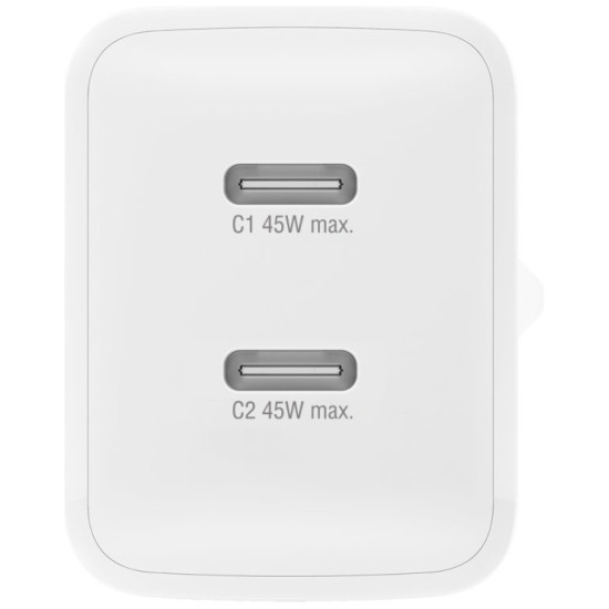 Ładowarka sieciowa PDPlug Dual 45W 2xUSB-C Biała 