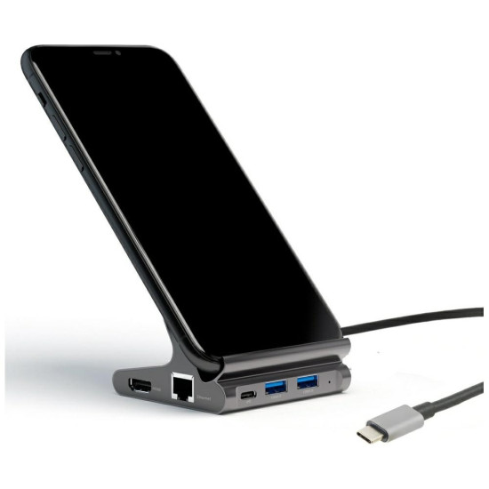 Podstawka tablet/smartphone 7w1 DeX 2xUSB-C/ 2xUSB-A/ HDMI/SD/   microSD/ RJ45 
