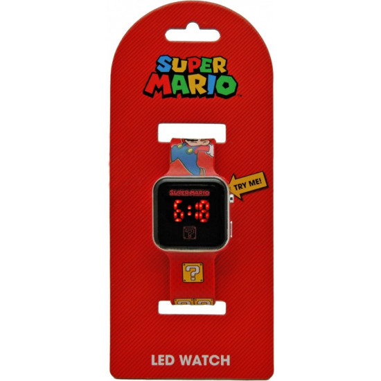 Zegarek LED Super Mario czerwony 
