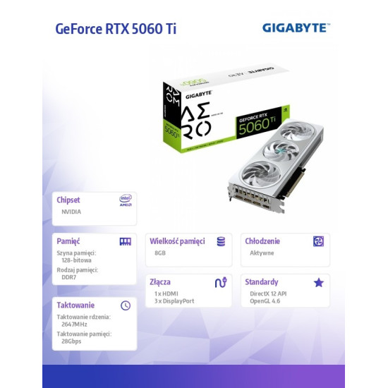 Karta graficzna GeForce RTX 5060 Ti AERO OC 8GB 128BIT GDDR7 HDMI/3DP