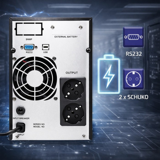 Zasilacz awaryjny UPS Pure Sine Wave | 1kVA | 800W | AVR | LCD | Czysty Sinus 