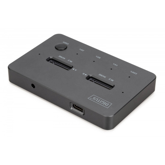 Stacja dokująca dysków z funkcją klonowania | USB-C 3.1 Gen2 10Gbps | SSD M.2 NVMe (max. 2x 4TB) | Funkcja Offline Clone | Czarna