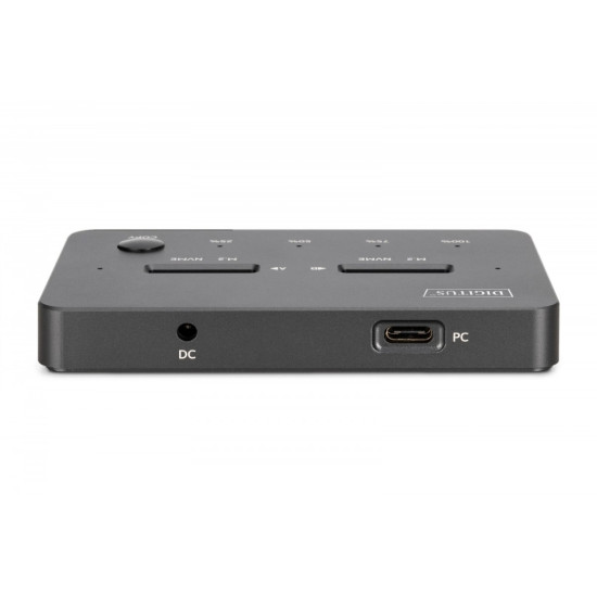 Stacja dokująca dysków z funkcją klonowania | USB-C 3.1 Gen2 10Gbps | SSD M.2 NVMe (max. 2x 4TB) | Funkcja Offline Clone | Czarna
