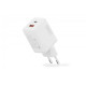 Ładowarka sieciowa/zasilacz USB GaN 45W, 1x USB-C, 1x USB-A, biała 