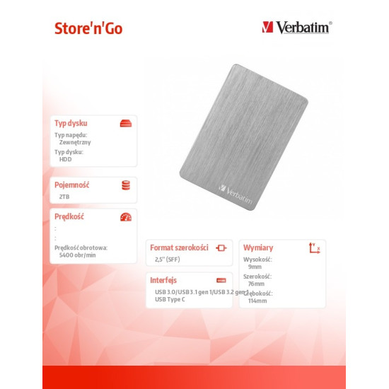Store n Go ALU Slim 2TB USB 3.0 53666 