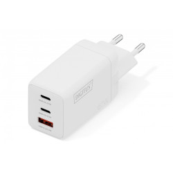 Ładowarka sieciowa/zasilacz USB GaN 67W, 2x USB-C, 1x USB-A, biała 