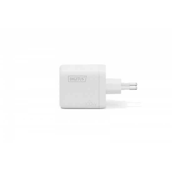 Ładowarka sieciowa/zasilacz USB GaN 100W, 2x USB-C, 1x USB-A, biała