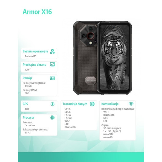 Smartfon Armor X16 4G 6/128GB IP69K czarny