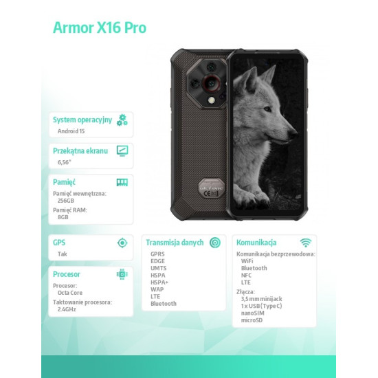 Smartfon Armor X16 Pro 5G 8/256GB IP69K Czarny