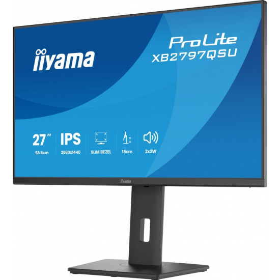 Monitor ProLite  27 cali XB2797QSU-B1 IPS,QHD,2xHDMI,DP,350cd,75Hz,1000:1,     USB HUB,x4 ((2x Type-A v.3.2 Gen 1 (5Gbps, 4.5W) 2x Type-C (5Gbps, 5W))