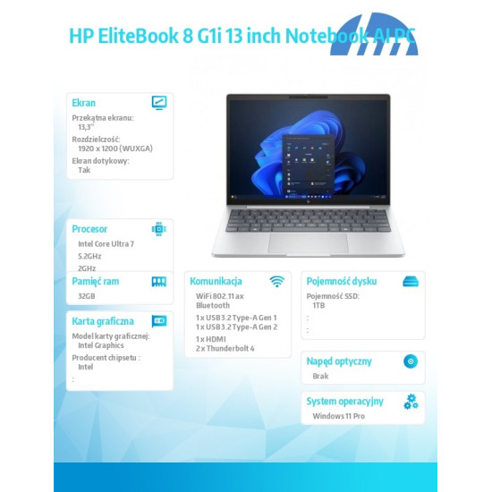 Notebook EliteBook 8 G1i U7-255U 1TB/32GB/W11P/13.3 C51MSET