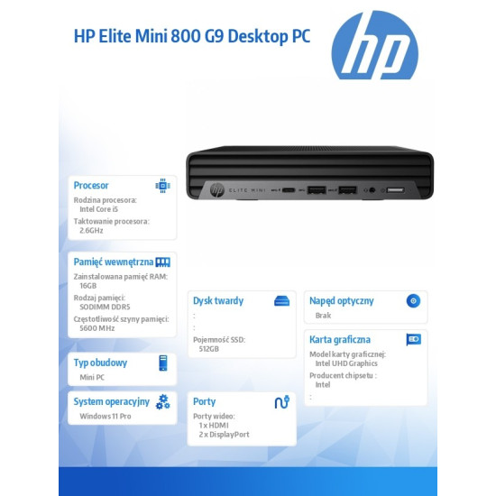 Komputer Elite Mini 800 G9 512GB/16GB/W11P      998Q5ET