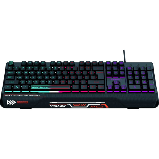 Klawiatura pełnowymiarowa RGB dla graczy SHARK wbudowana podkładka pod nadgarstki, wodoodporna konstrukcja