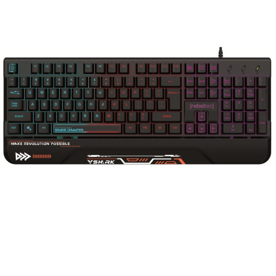 Klawiatura pełnowymiarowa RGB dla graczy SHARK wbudowana podkładka pod nadgarstki, wodoodporna konstrukcja