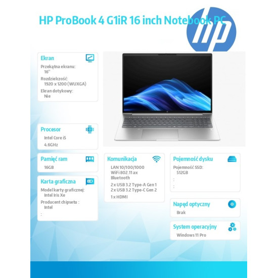 Notebook ProBook 4 G1iR i5-1334U 512GB/16GB/W11P/16.0   D0MG6ET