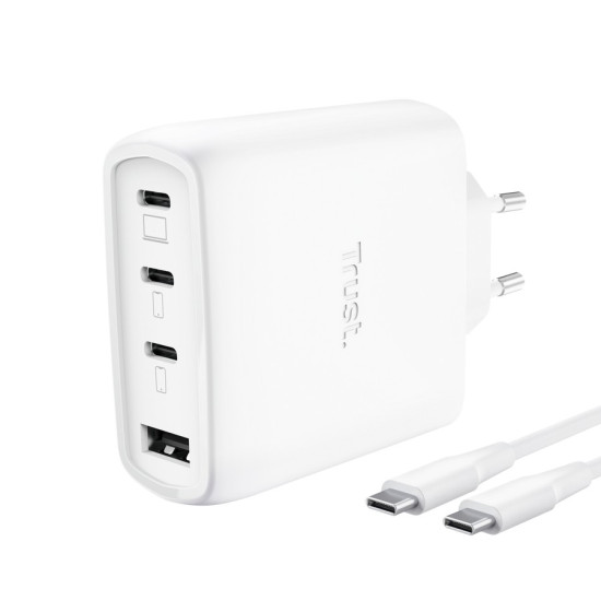 Ładowarka biała MAXO GaN 65W 3xUSB-C 1xUSB-A 