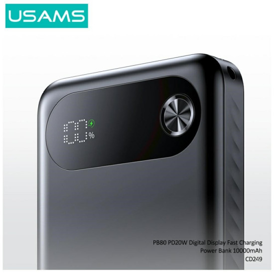 Powerbank PB80 10000mAh 20W PD 2xUSB-A + USB-C czarny 