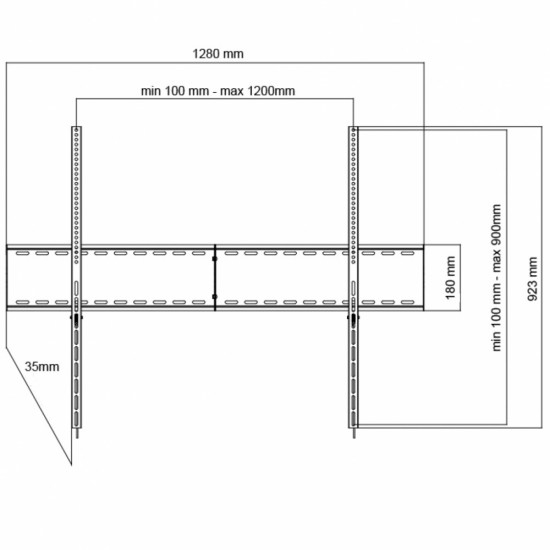 Uchwyt do TV LCD/LED/Multimedia 70-120 cali 140KG AR-97xxl reg. Solid 35mm max VESA 1200x900
