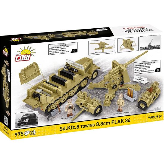 Klocki Sd.Kfz.8 Towing 8.8 cm Flak 36, 975 elementów